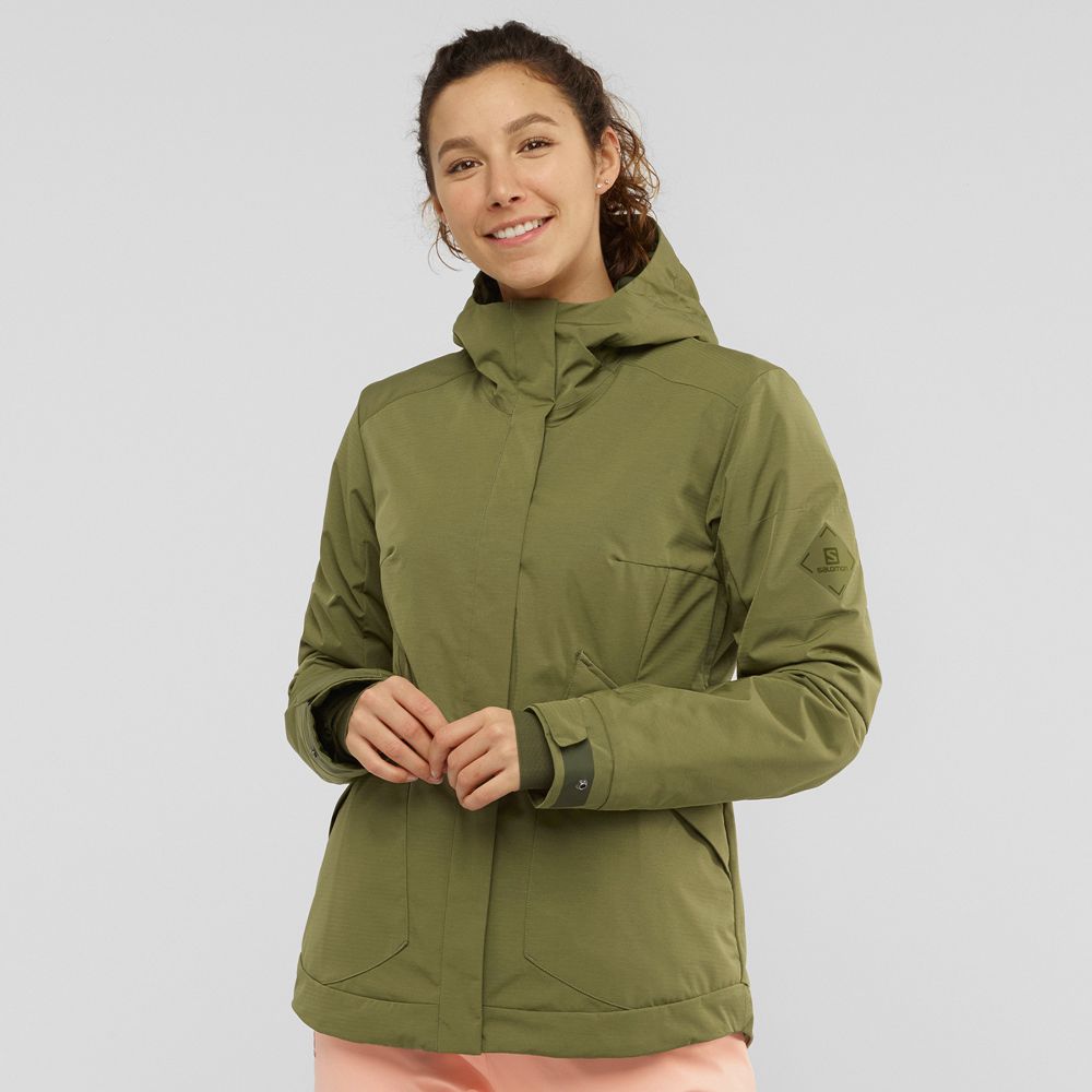 Salomon Israel SNOW REBEL - Womens Ski Jackets - Olive Green (FVYA-10694)